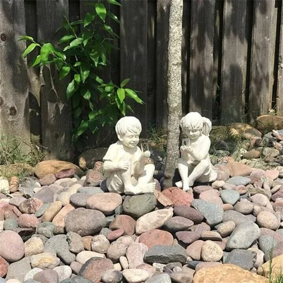 Garden Children Yard Decor Statue Boy & Girl Without Lights - Picture 6 of 9